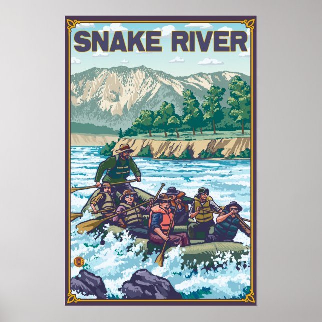 Póster Rafting White Water - río Snake, Idaho (Frente)