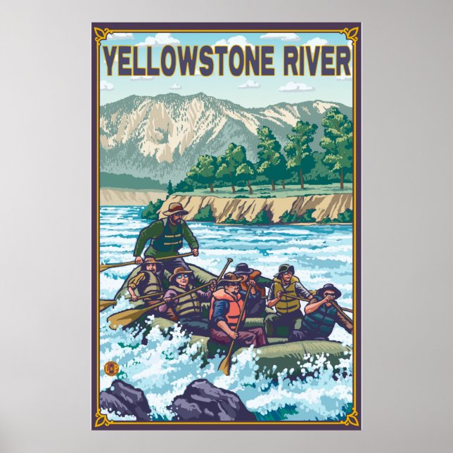 Póster Rafting White Water - Río Yellowstone, Montana (Frente)