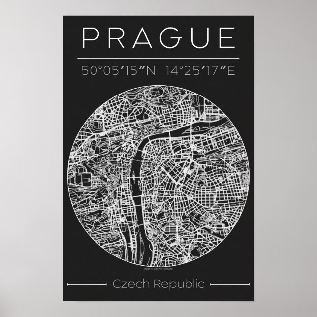 Póster rague Charcoal City Map Poster – Minimal Wall Art (Frente)