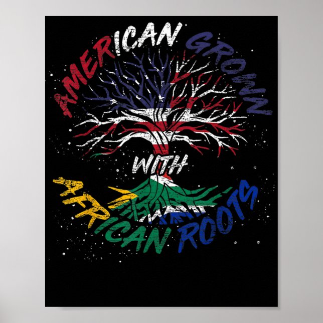 Póster Raíces Africanas Crecidas En Estados Unidos Bander (Frente)