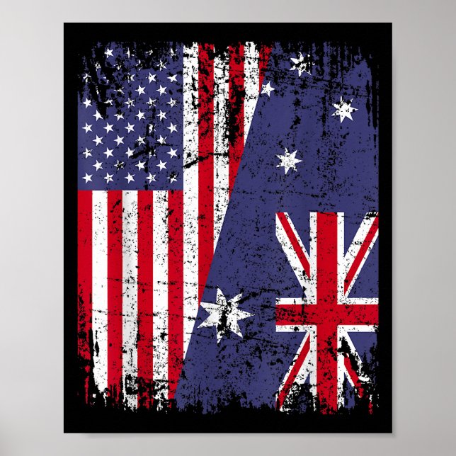 Póster RAÍCES AUSTRALIANOS Bandera MEDIANO ESTADOUNIDENSE (Frente)