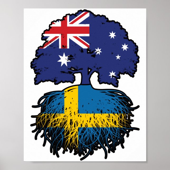 Póster Raíces de árbol sueco australiano en Australia (Frente)