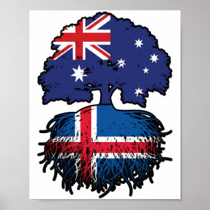 Póster Raíces islandesas de árboles australianos