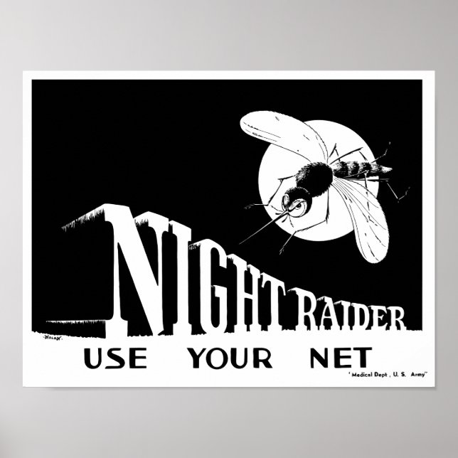 Póster Raider nocturno — Malaria de la Segunda Guerra Mun (Frente)