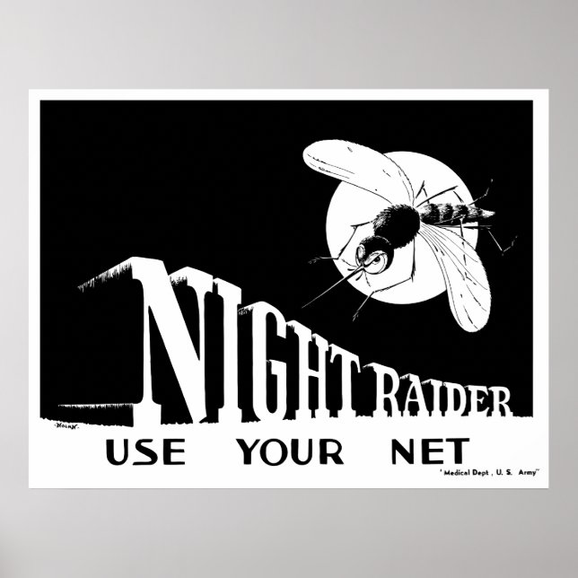 Póster Raider nocturno — Malaria de la Segunda Guerra Mun (Frente)