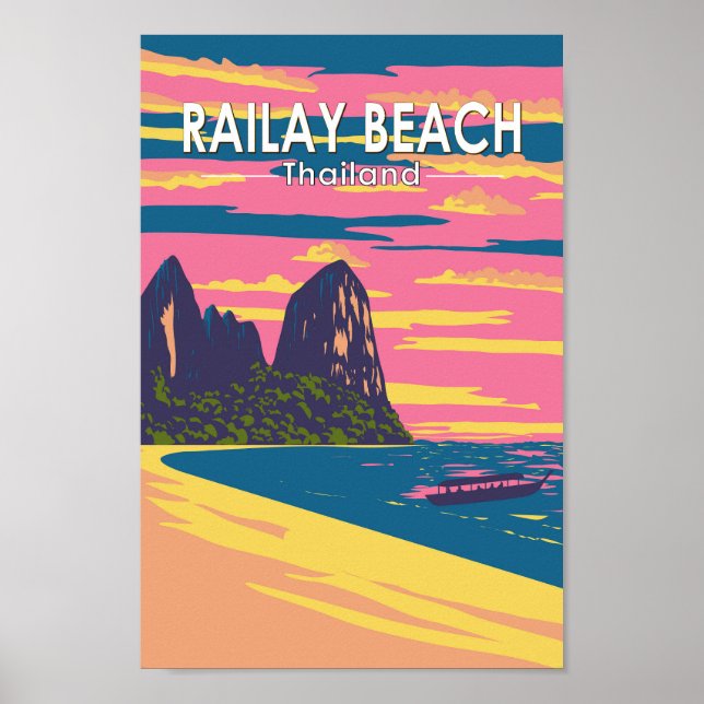 Póster Railay Beach Thailand Travel Art Vintage (Frente)