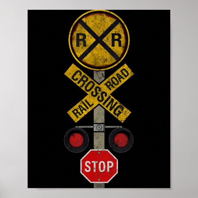 Póster Railroad Crossing Locomotive Model Train Lover Roa (Frente)