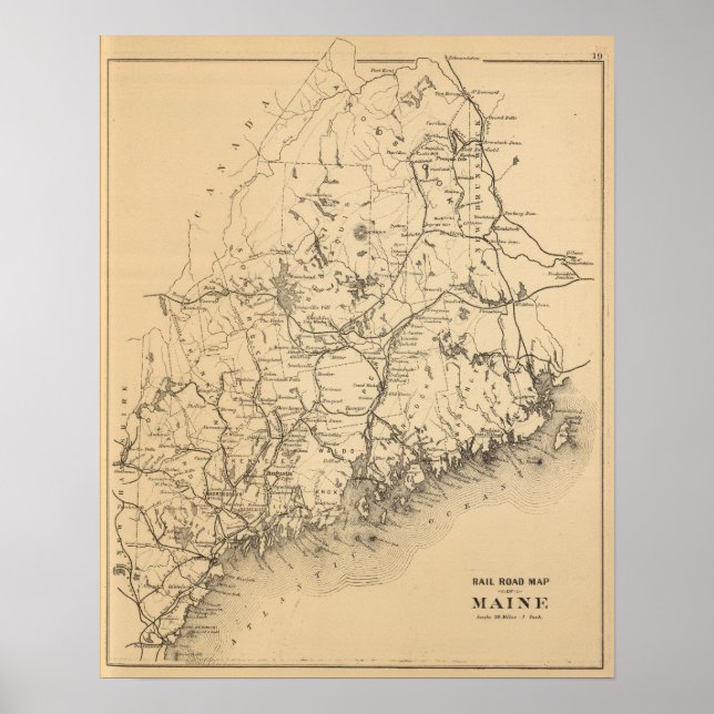 Póster Railroad map of Maine (Frente)