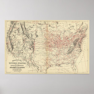 Póster Railroad map US