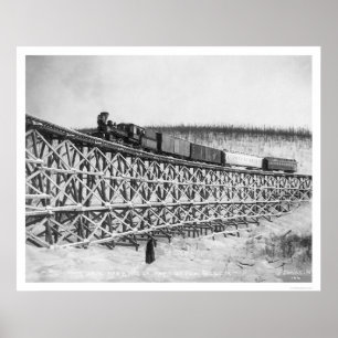 Póster Railroad Train Bridge Alaska 1916