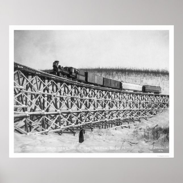 Póster Railroad Train Bridge Alaska 1916 (Frente)