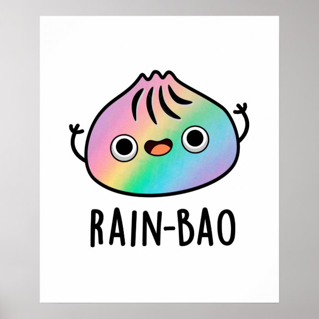Póster Rain-bao Funny Rainbow Dimsum Bao Pun (Frente)