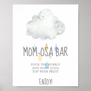 Póster Rain Cloud Boy Baby Shower Mom-osa Bar Rótulo