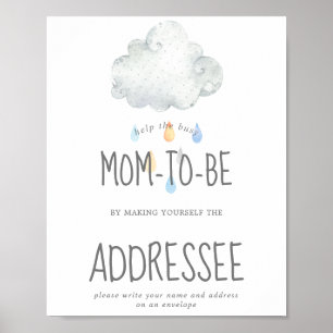 Póster Rain Cloud Boy Shower Address an Envelope Sign