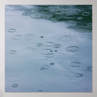 Póster Rain drops and water ripples