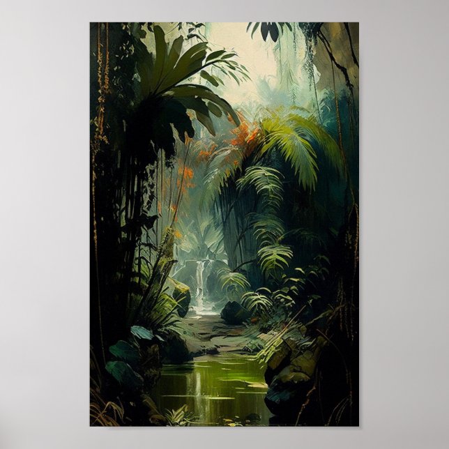 Póster Rain Forest, Tropical Nature Wall Art Poster  (Frente)