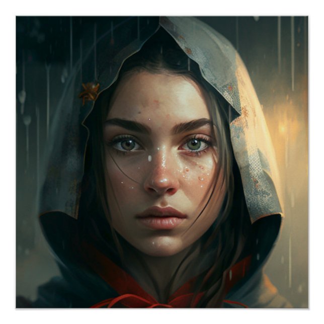 Póster Rain hood girl (Anverso)