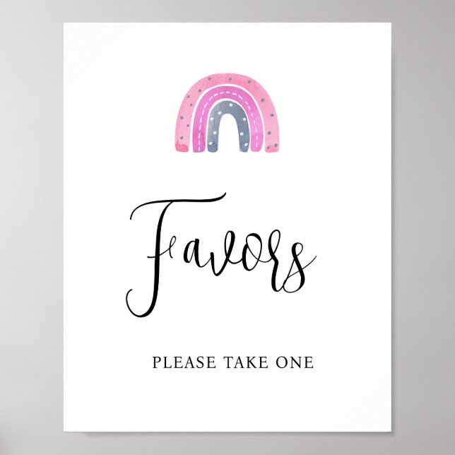 Póster Rainbow Baby Girl Favors Baby Shower Sign (Frente)
