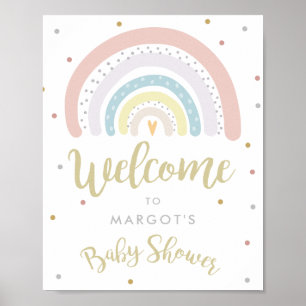 Póster Rainbow Baby Shower Gender Neutral Welcome