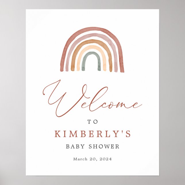 Póster Rainbow Baby Shower Welcome Sign (Frente)