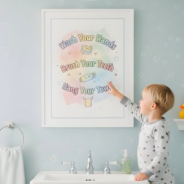 Póster Rainbow Bathroom Rules Kids Bathroom Wall Art (Subido por el creador)