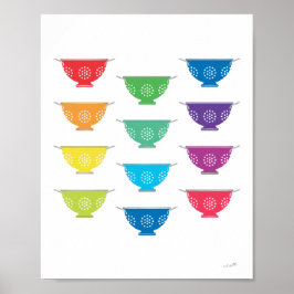Póster Rainbow Colander Modern Colorful Kitchen Art