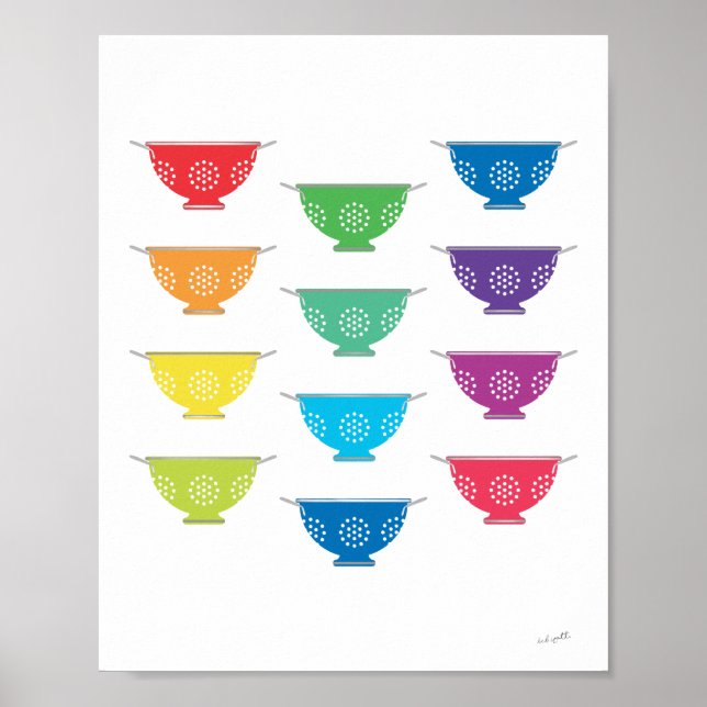 Póster Rainbow Colander Modern Colorful Kitchen Art (Frente)