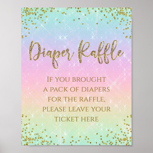 Póster Rainbow Diaper Raffle Table Sign (Frente)