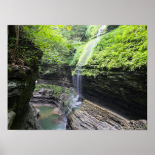 Póster Rainbow Falls, parque estatal Watkins Glen, Nueva