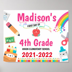 Póster Rainbow First Day of School Sign