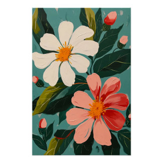 Póster rainbow flowers