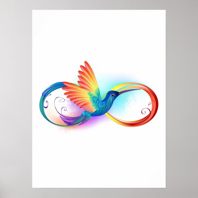 Póster Rainbow Hummingbird with Infinity symbol (Frente)