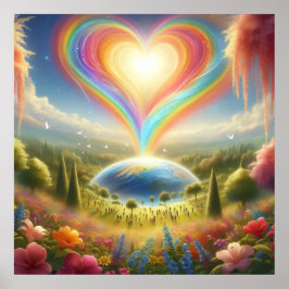 Póster Rainbow Love All Over The World on a Wall