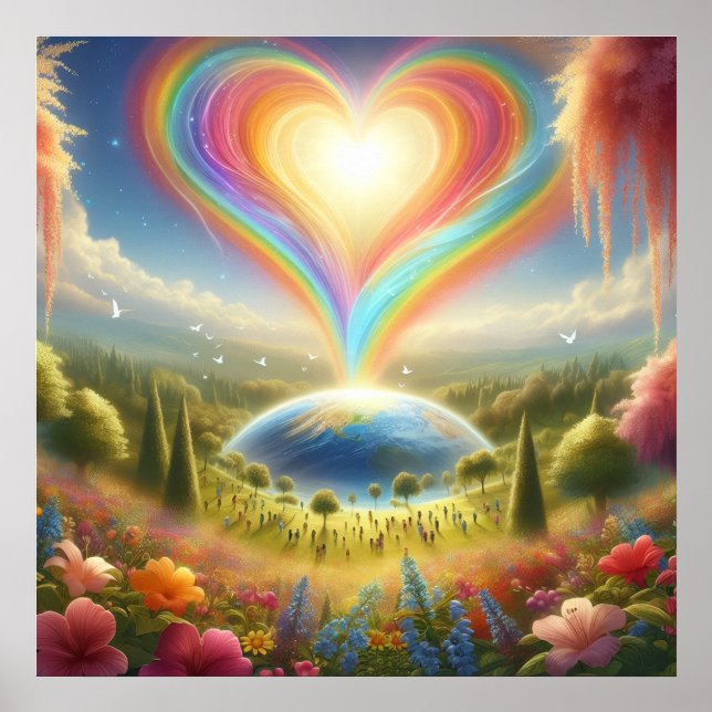 Póster Rainbow Love All Over The World on a Wall (Frente)