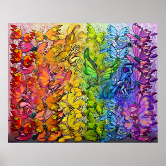 Póster Rainbow of Butterflies Faeries Poster