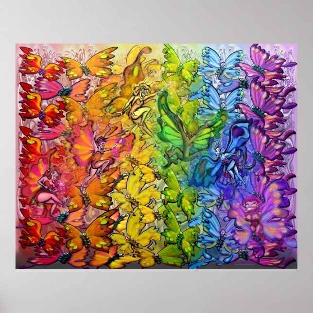 Póster Rainbow of Butterflies Faeries Poster (Frente)