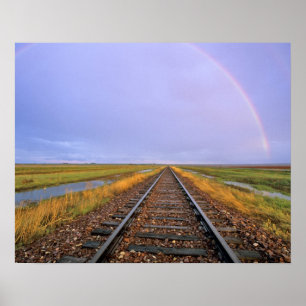 Póster Rainbow over railroad tracks near Fairfield