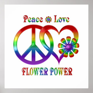 Póster Rainbow Peace Love Flower Power