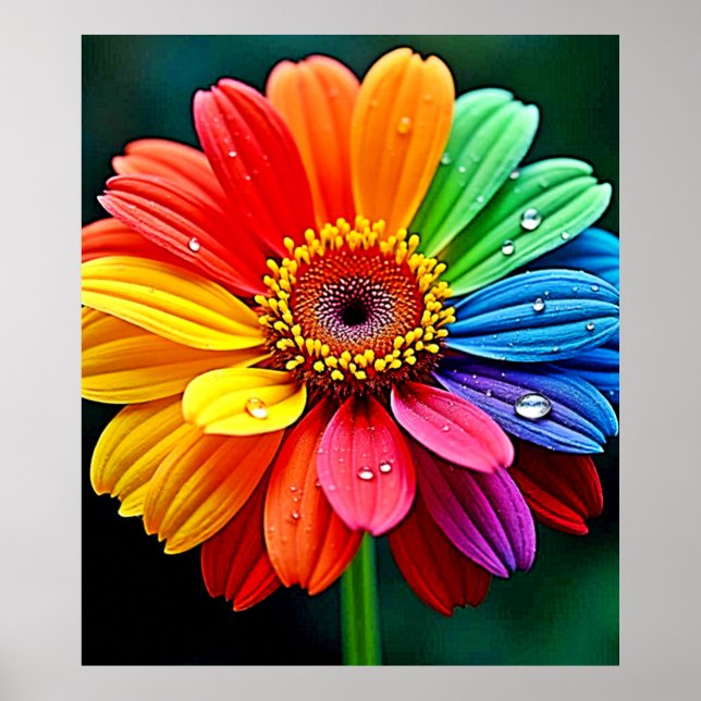 Póster Rainbow Petal Flower Art (Frente)