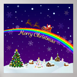Póster Rainbow Santa Claus