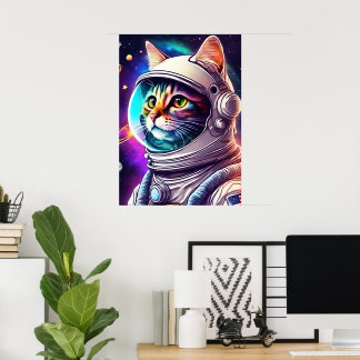 Póster Rainbow Space Cat Astronaut Art Print Poster