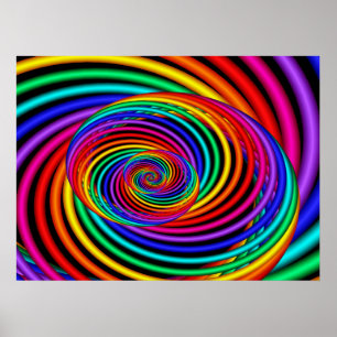 Póster Rainbow Spiral Fractal Poster