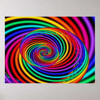Póster Rainbow Spiral Fractal Poster