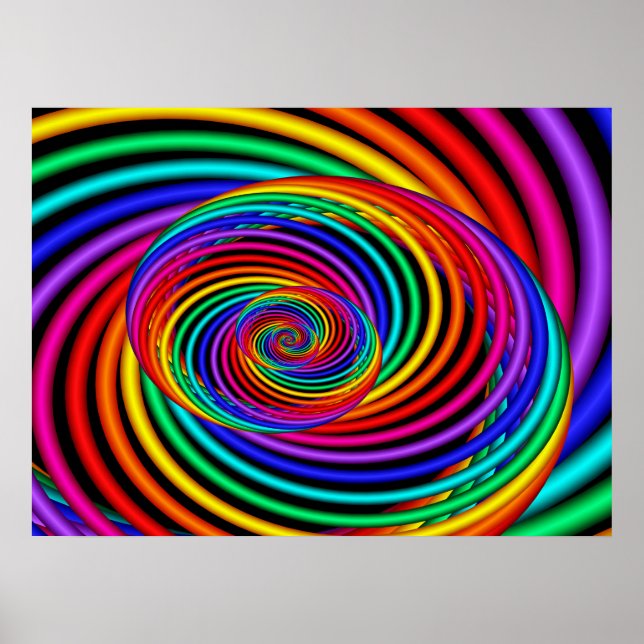 Póster Rainbow Spiral Fractal Poster (Frente)