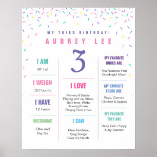 Póster Rainbow Sprinkles, poster de tercer cumpleaños