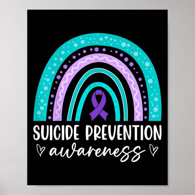 Póster Rainbow Suicide Prevention Awareness Teal &amp; Pu (Frente)