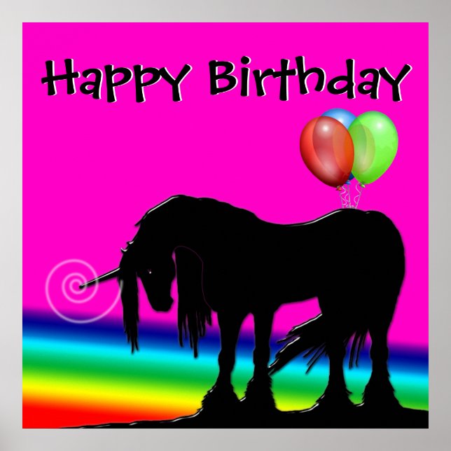 Póster Rainbow Unicorn Fiesta (genérico) (Frente)