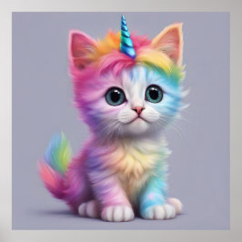 Póster Rainbow Unicorn Kitten