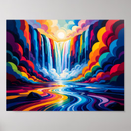 Póster Rainbow Waterfall Abstract Wall Art Print