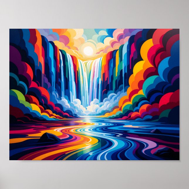 Póster Rainbow Waterfall Abstract Wall Art Print (Frente)